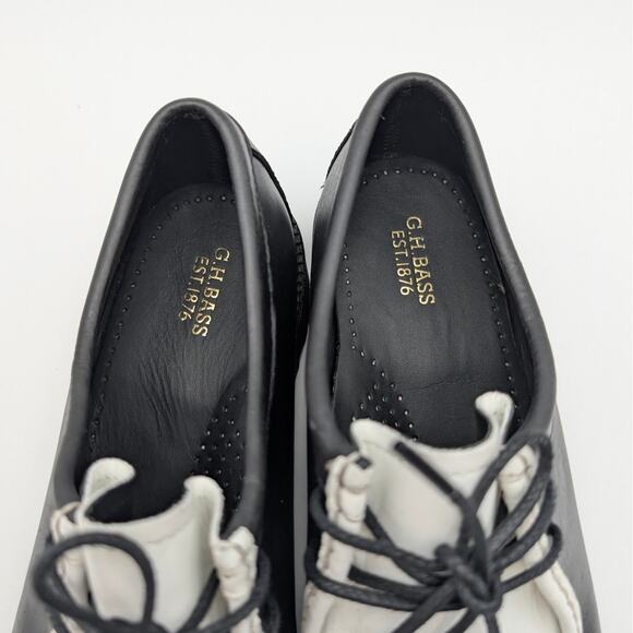 G.H.BASS Wallace Two-Eyed Moc Toe Loafer Shoes White/Black Size US9.5M EU40 - Picture 11 of 13